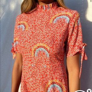 Short Sleeve Rainbow Happy Dress